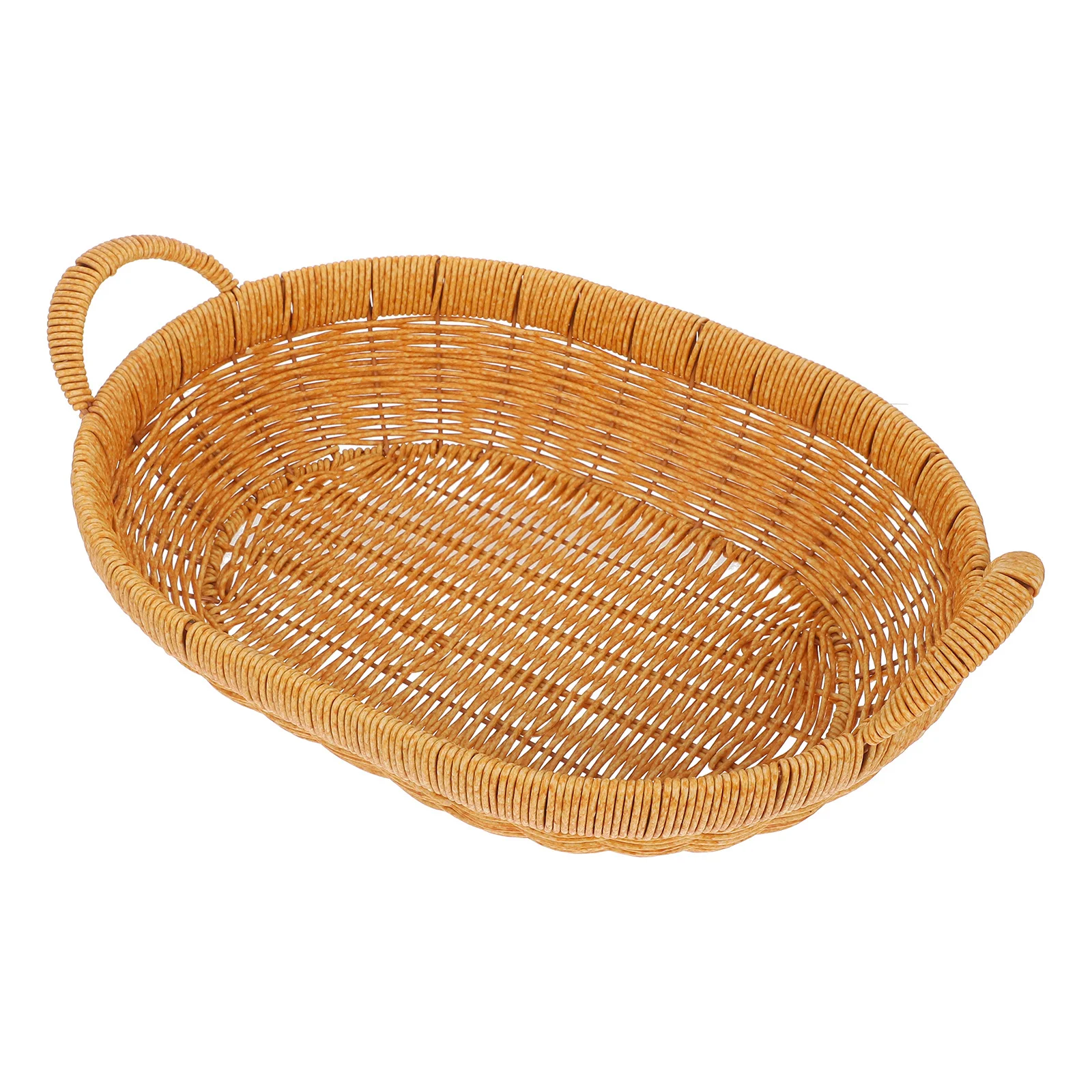 

Oval Fruit Basket Rustic Woven Snack Storage Tray Desktop Organizer for Kitchen Living Room Picnic Home Storage Basket