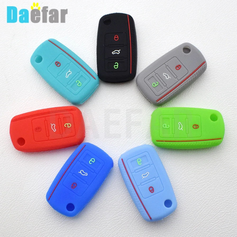 Silicone Car Key Case Keys for VW Volkswagen Polo Tiguan Passat Golf Jetta Lavida Skoda Octavia Full Cover Protection Shell Bag