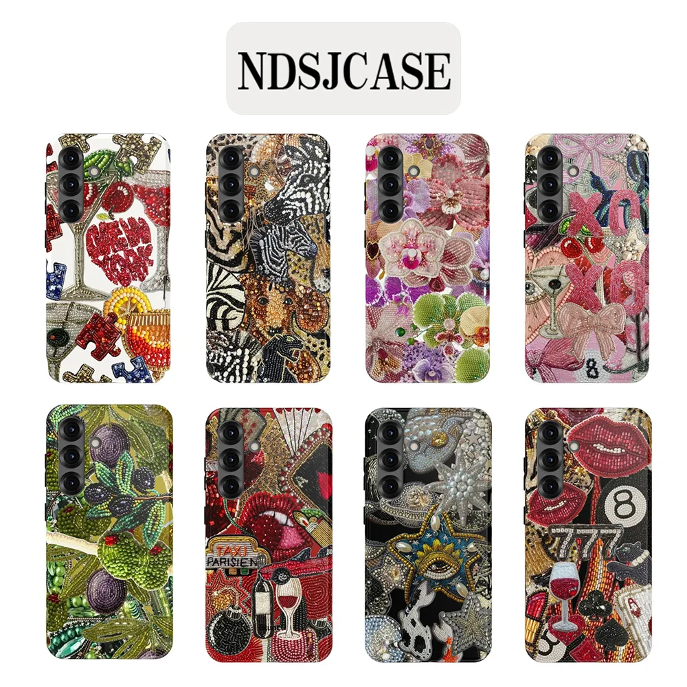 Luxury Clmj Beaded New York Phone Case for Samsung Galaxy S20 S23 S24 S25 S26 FE Plus Ultra Edge 4G 5G Double-layer Back Cover