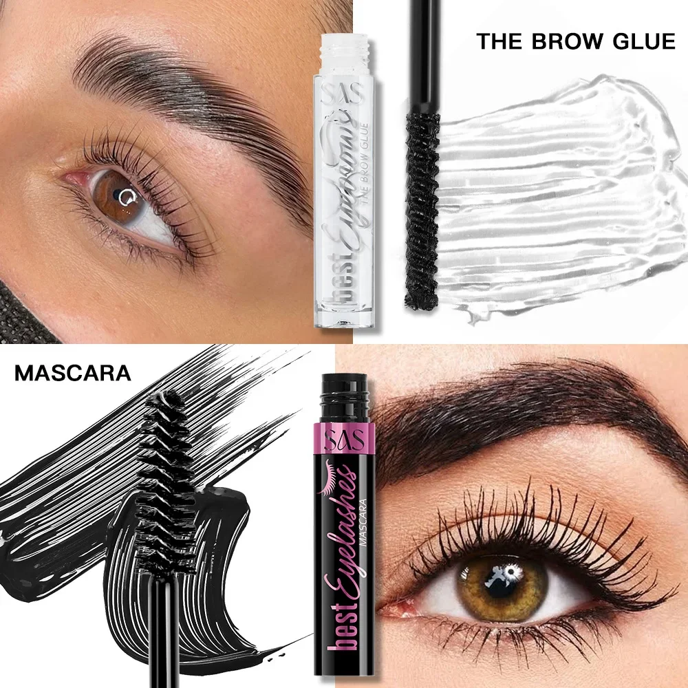 Set mascara nero impermeabile e primer per ciglia, volumizzante, arricciatura naturale, formula non sbavata a lunga durata