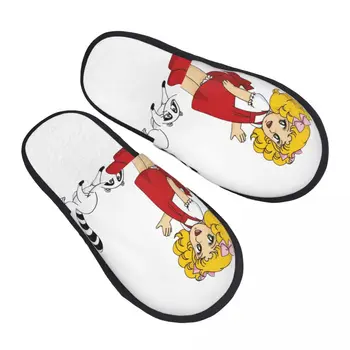Zapatillas de casa de espuma viscoelástica suave con capucina de nieve y caramelo personalizadas, zapatillas cómodas y cálidas con suela antideslizante para mujer