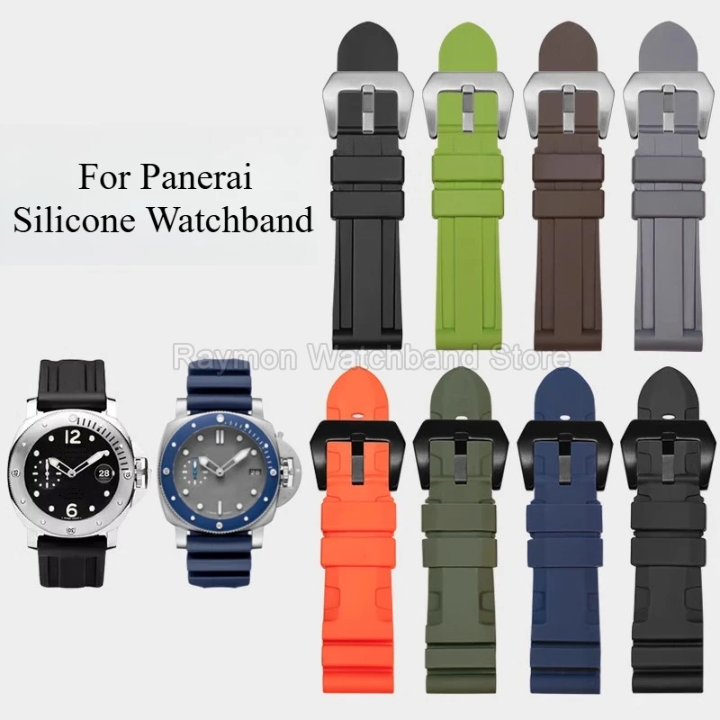 Silicone Accessory for Panerai PAM359 PAM682 PAM00441 PAM1085 Orange White Black Elastic Tear-Resistant Flat Interface Watchband