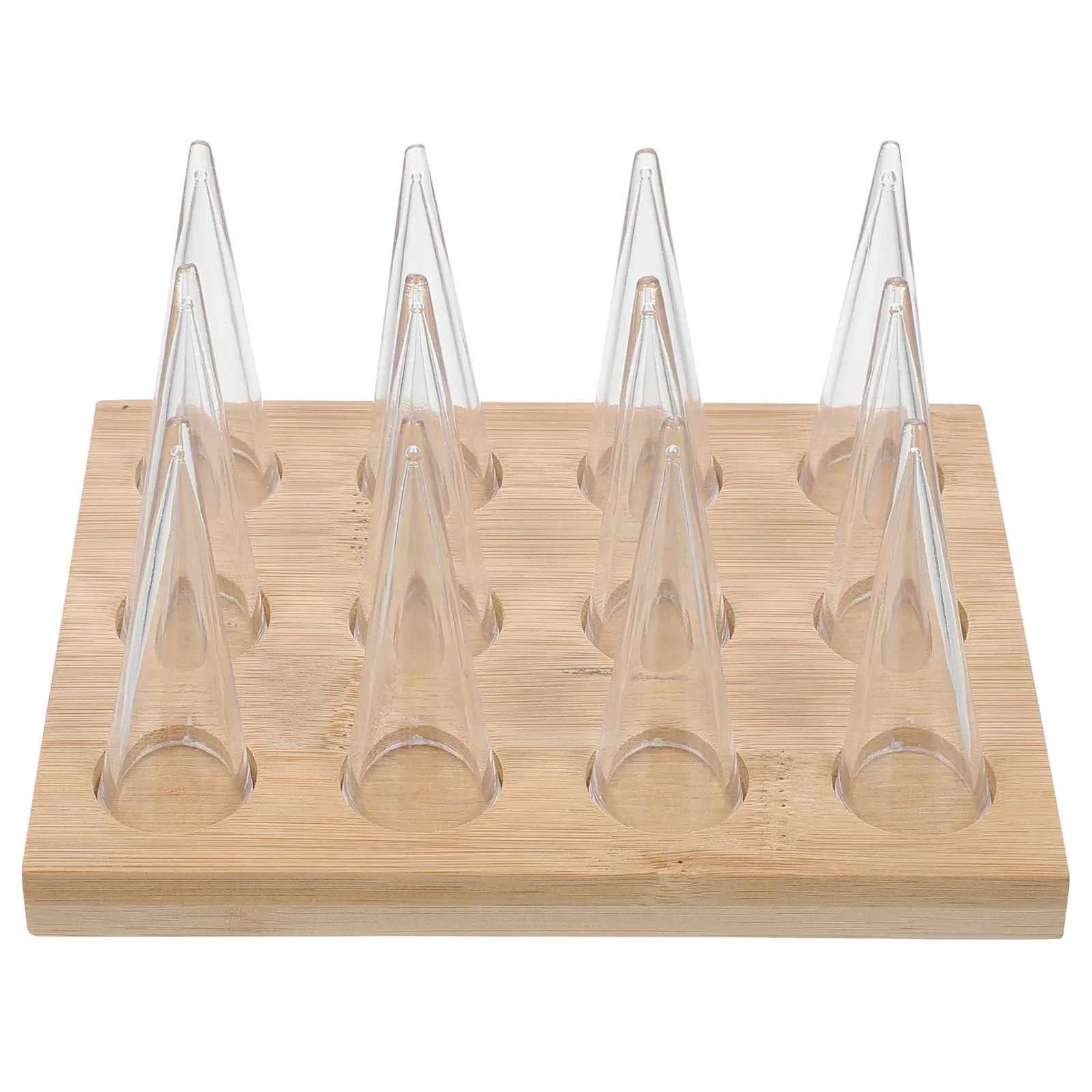 

1Set 12-Cone Ring Display Shelf Wooden Jewelry Ring Organizer Stand Elegant Rack for Store Showcase Wooden Jewelry Display Rack
