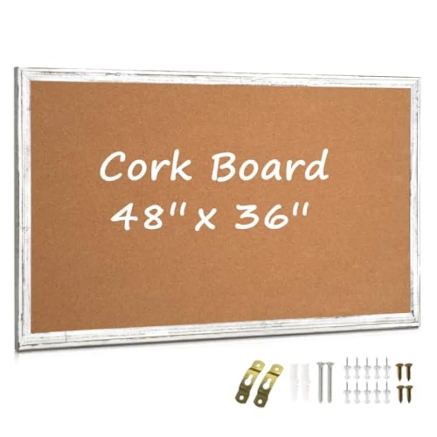 

Большая пробковая доска 48 x 36 дюймов, белая, в раме, для декоративного оформления стен, доска для заметок, доска для сообщений