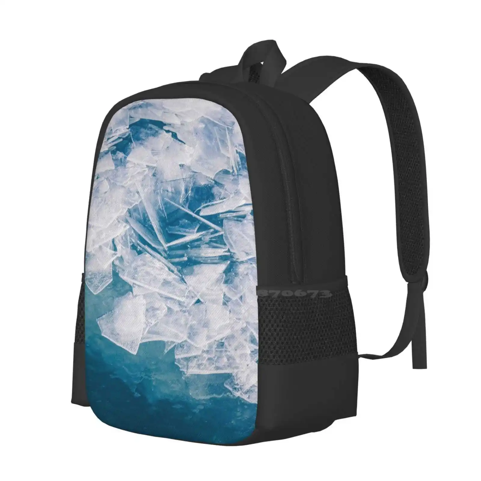 Broken School Bag Big Capacity Backpack Laptop Lake Huron Winter Icebergs Cold Blue White Abstract Nature Fadedphotos Water