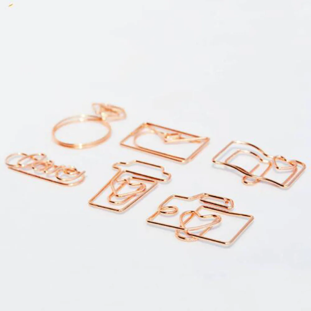 10Pcs Rose Gold กระดาษคลิป Bookmark Planner เครื่องมือ Scrapbooking เครื่องมือ Memo คลิปโลหะ Binder Paperclip