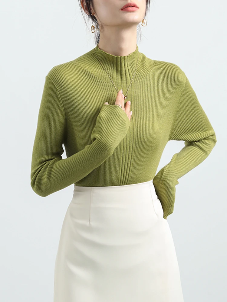 Suéter De punto para Mujer, jerséis nuevos De manga larga con cuello simulado, suéter De punto blanco, Tops para Mujer, suéteres, suéteres De Mujer Q930