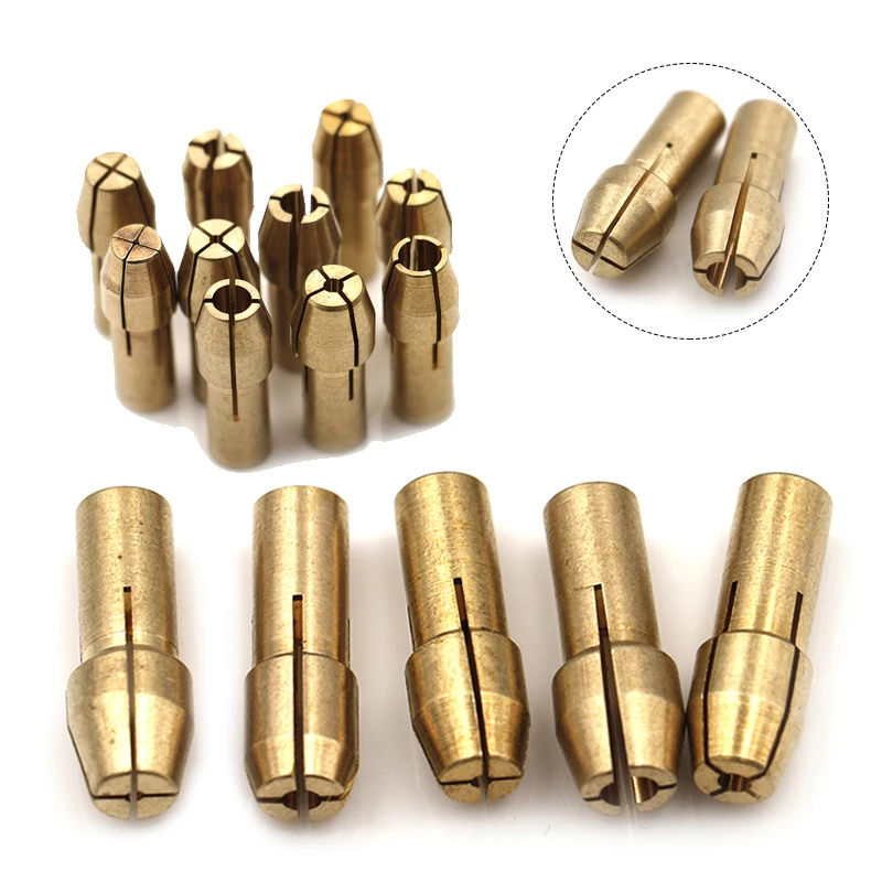 10Pcs/set Mini Drill Chucks Adapter 0.5mm-3.2mm Dremel Mini Drill Chucks Chuck Adapter Micro Collet Brass For Power Rotary Tool