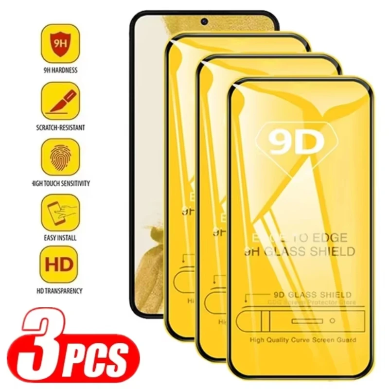 3Pcs 9D Volle Abdeckung Glas Für iPhone 17 Pro Max 16 15 11 12 13 14 Pro Max 16E 17 Air XR X XS 7 8 Plus SE 13 Mini Screen Protector
