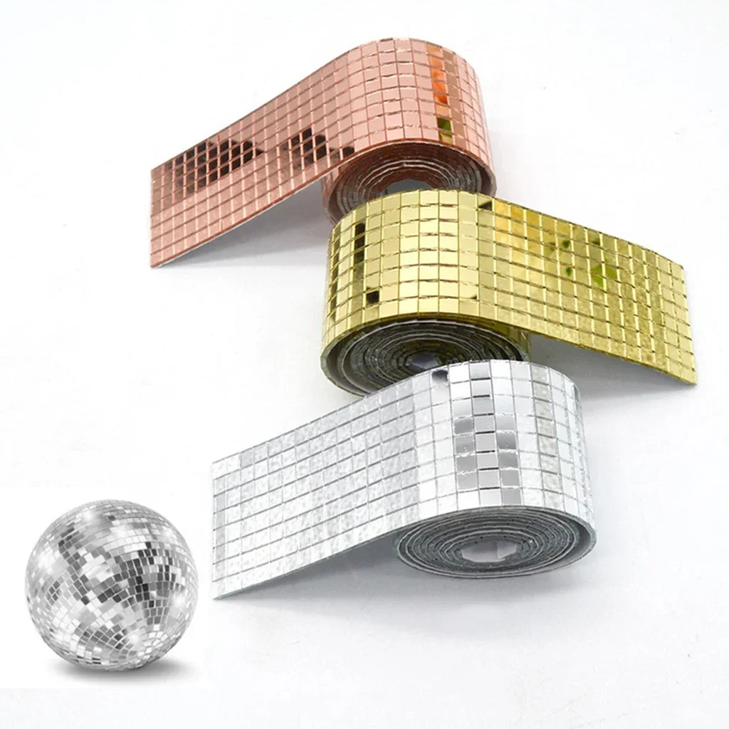 Discokugel, Mini-Quadrat, Mosaikfliesen, Spiegel, Wandaufkleber, dekorativ, selbstklebend, DIY-Zubehör, ein Meter, 5 x 5 mm, Mosaikaufkleber