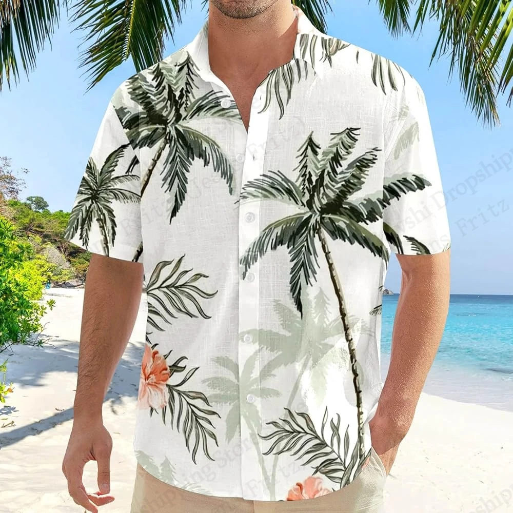 

Mens Hawaiian Shirt Seaside Vacation Palm 3d Print Casual Sports Shirt Short Sleeve Button Beach Shirts Women Blouse Comfortable