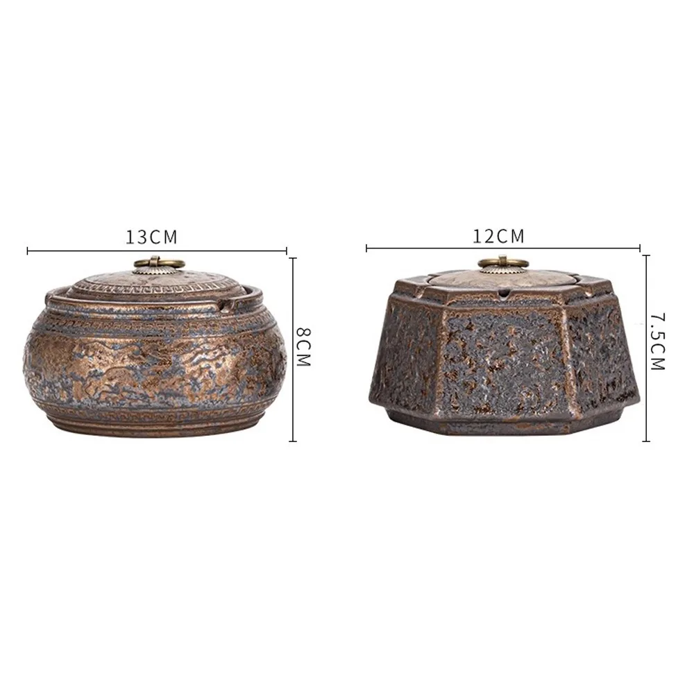 Japanese Style Rusty Ashtray Ceramic Ancient Well Ashtray Smoke Cup Home Living Room Decoration Office Tea Desktop Ornaments