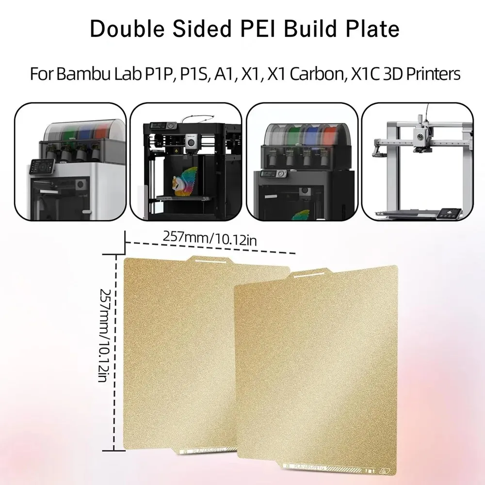 

Двусторонняя PEI-пластина 257x257 мм, текстурированная PEI-основа для Bambulab Lab P2S, утолщенная пружинная стальная пластина для 3D-принтеров
