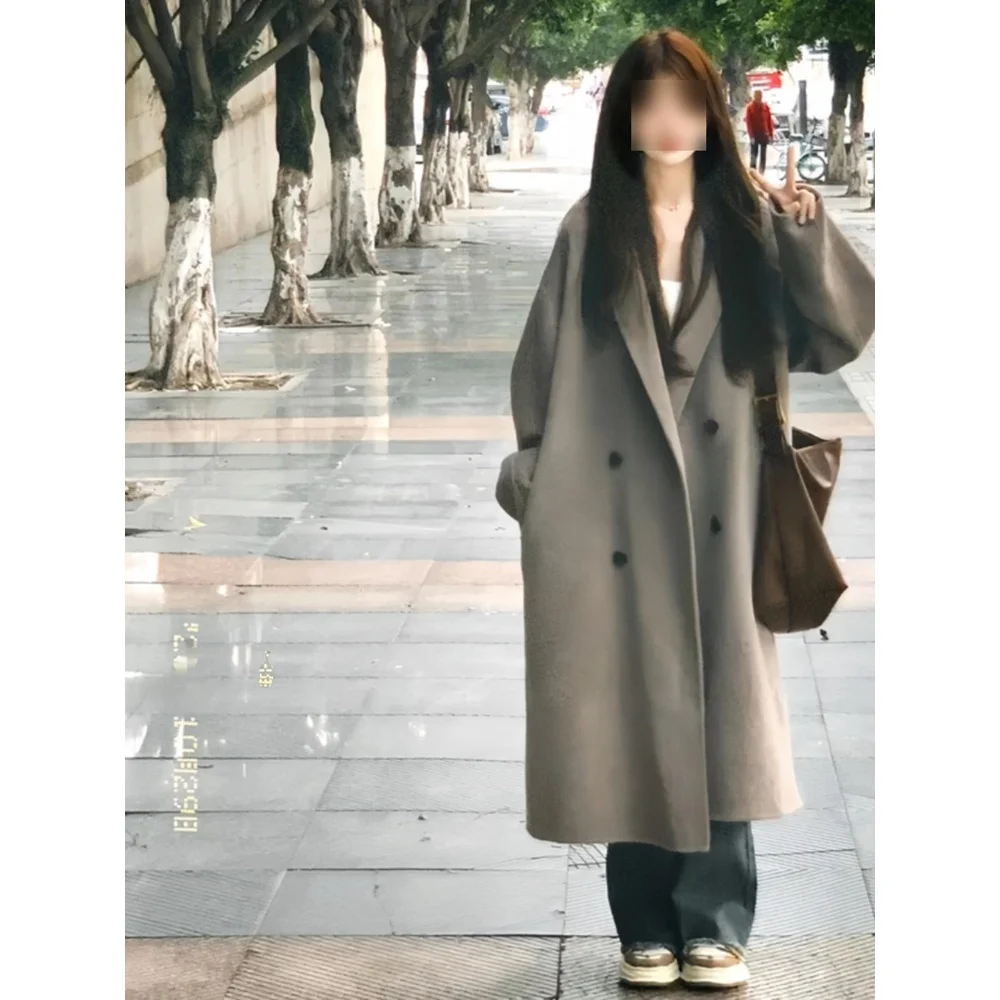 

Brown Trench Women'S Coat Embellished Tweed Adjustable Folding Modest Handsome Ribbed Girlss Button-Up Year Trim Washed