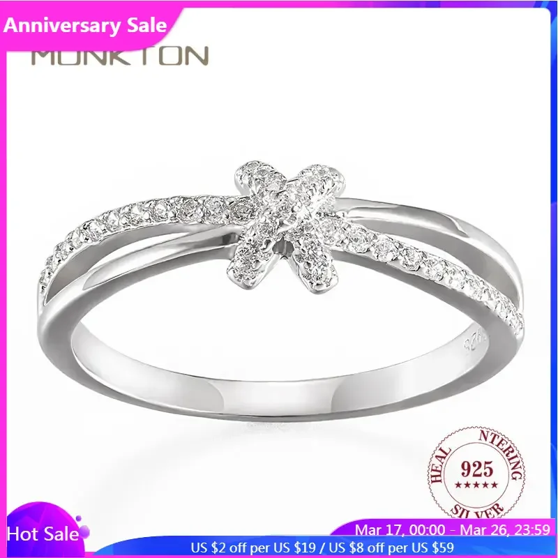 

Monkton 100% 925 Sterling Silver Engagement Rings for Women Classic Zircon Prong Setting Jewelry for Wedding Promise Ring Gift