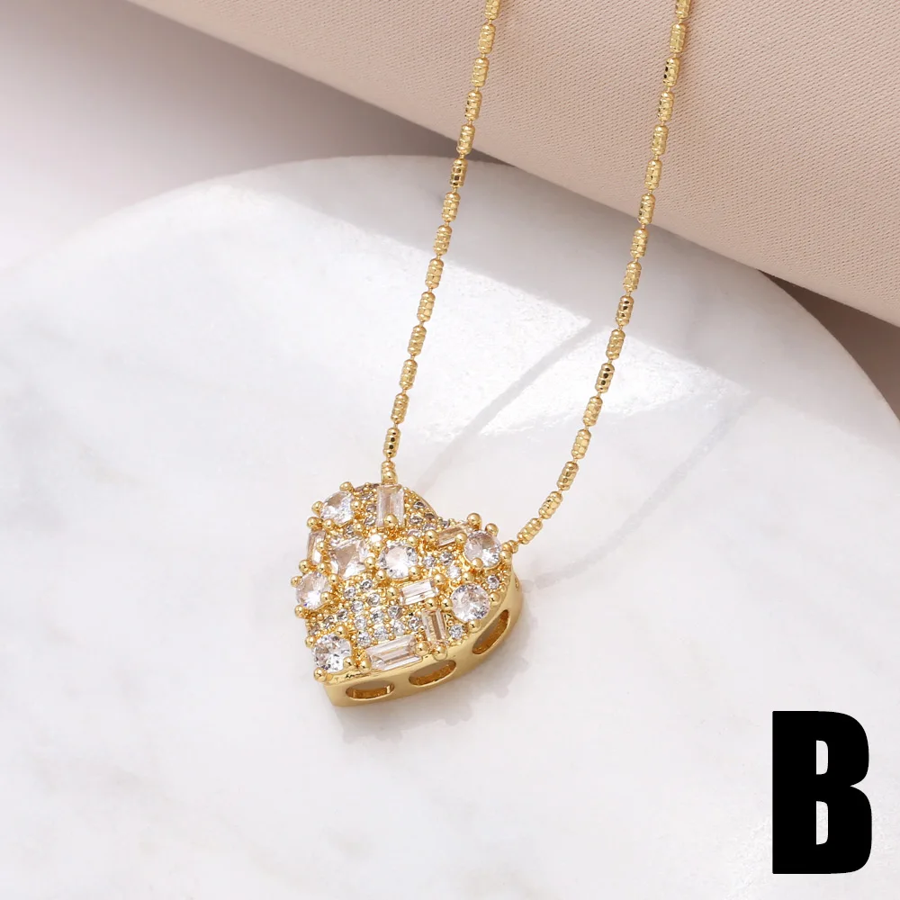 FLOLA New in Crystal Heart Necklaces For Girls Star Pendant Necklace Elegant For Women Wholesale Items For Business nker54