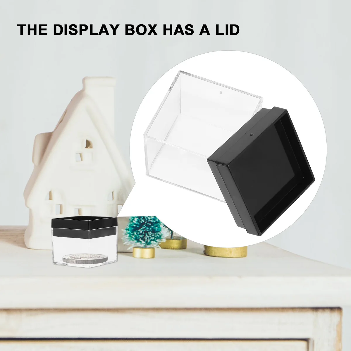 

10Pcs Clear Display Frame Square Plastic Box for Specimen Jewelry Coins Medals Exhibition Mineral Display Box Jewelry Organizer