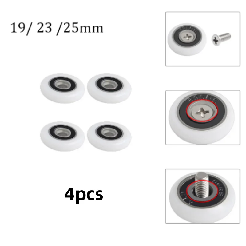 

4Pcs Shower Door Rollers Pulley Bathroom Sliding Glass Door Wheels Sliding Door Wheel Rollers 19/23/25mm Bathroom Accessories