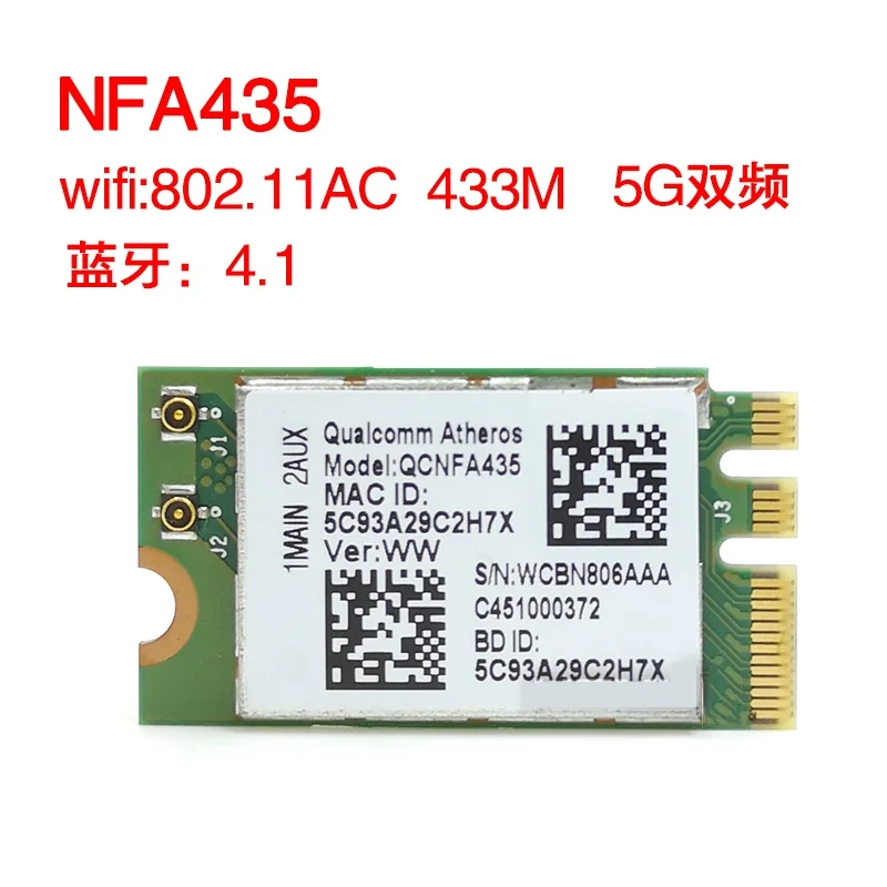 

QCNFA435 QCA9377 NGFF WiFi Adapter Wireless WLAN Card W/Bluetooth 4.1 for Dell DW1810 Qualcomm Atheros QCA9377 Windows