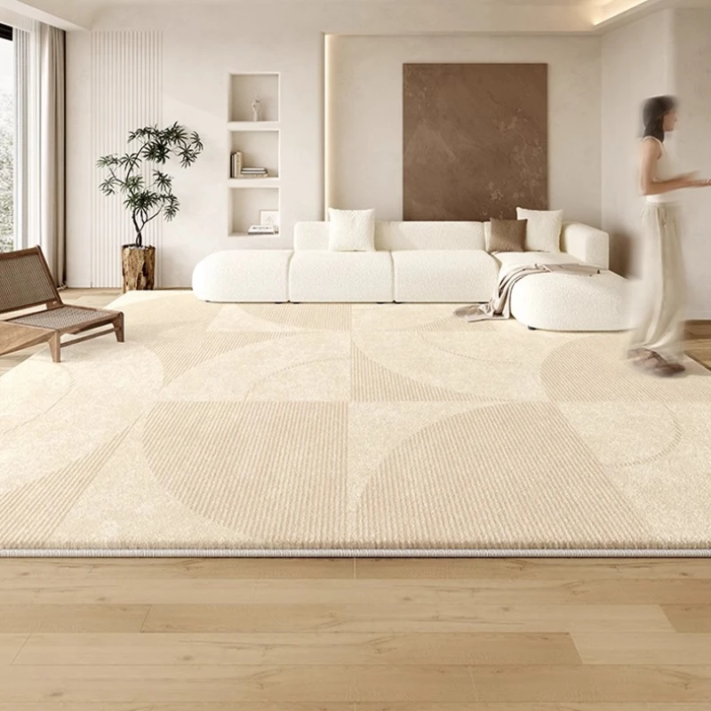 Cream Style Living Room Sofa Large Area Carpets Line Bedroom Bedside Carpet Beige Minimalist Cloakroom Rug Soft Balcony Rugs 양탄자