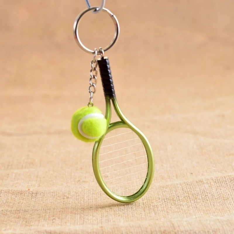 Mini Tennis Racket Keychain Creative Personality Metal Car Keychain Small Gift Keychain