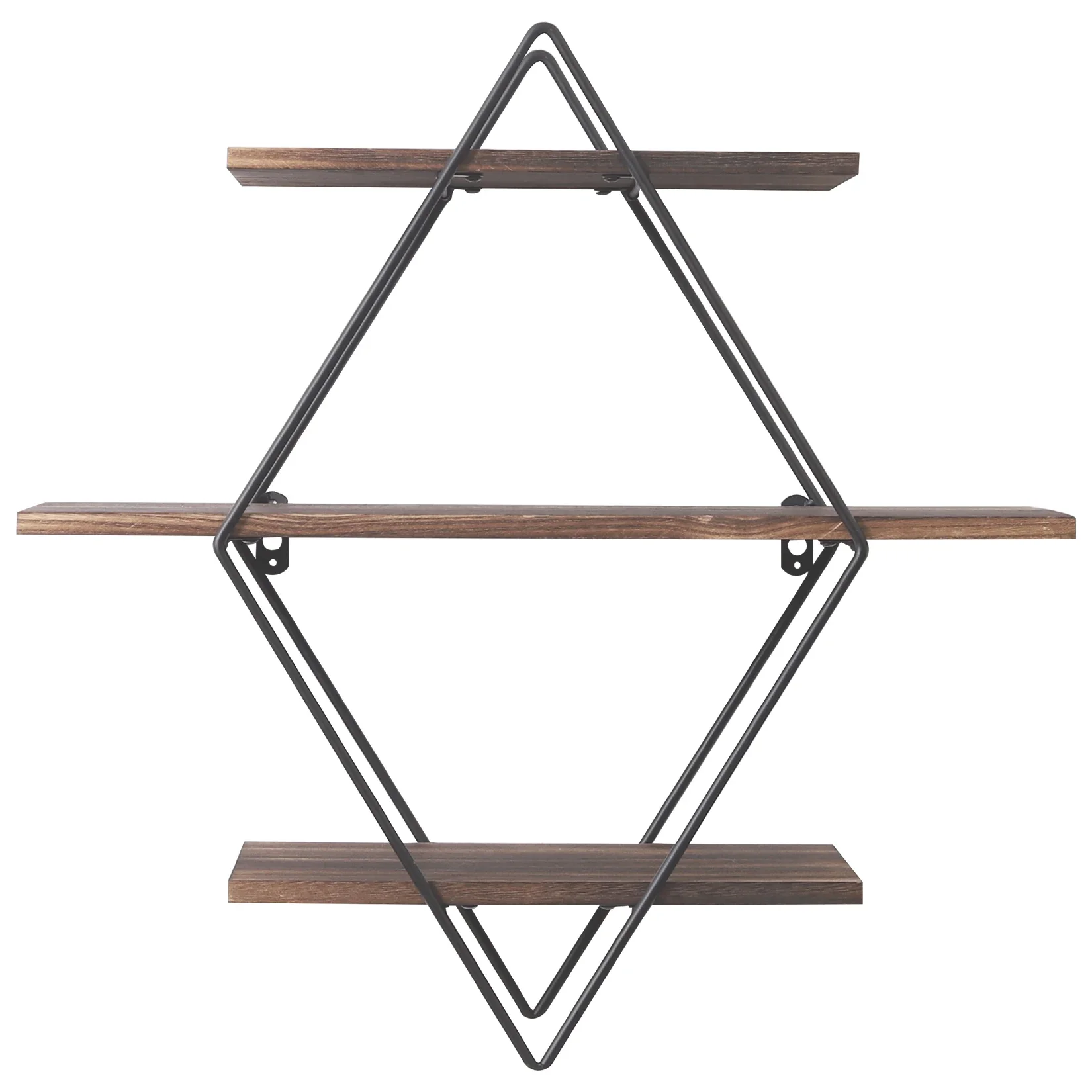 

Tier Industrial Geometry Wood Floating Shelf Heavy Duty Hanging Wall Mounted Unit