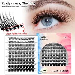 Honey Eyelash Self-adhesive Thick Segmented Faux Mink Eyelash Glue Free Fluffy Cluster Premade Fans Lashes Soft Natural Eyelash