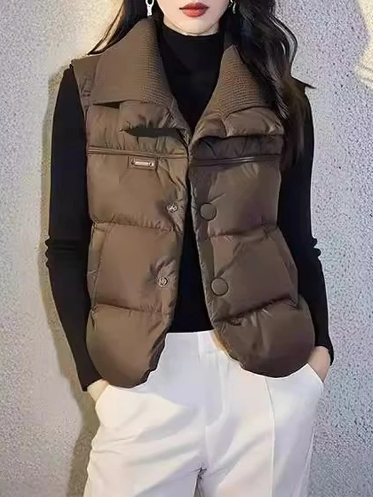 

Faionable Svel Collar Vest Women's Outerwear Pure Color Slimming Design Winter 2026 Trendy Clothing Item