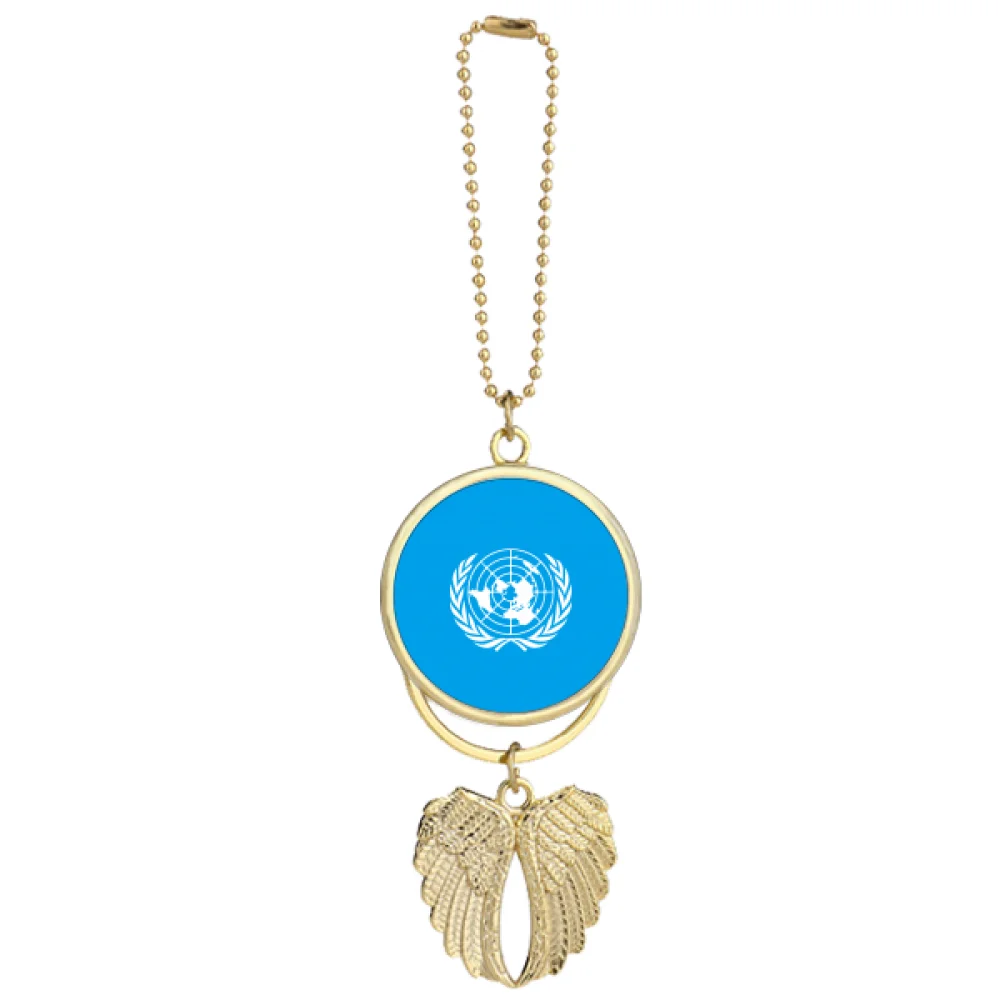 Tourism Country Un Unique Logo Memorial Car Keychain Angel Wing Pendant