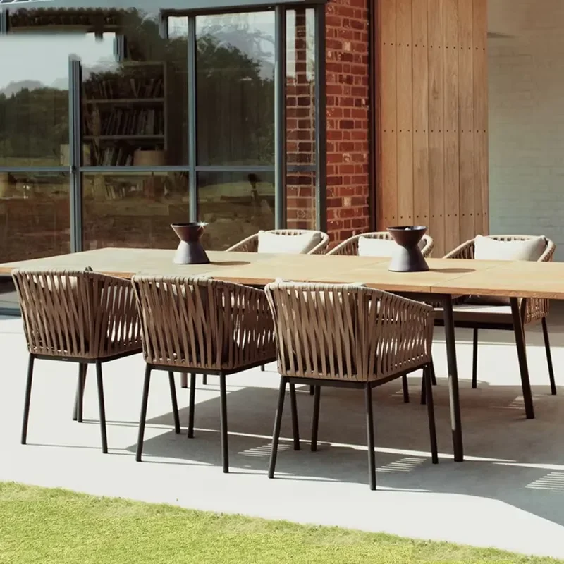 Nordic Outdoor Rattan Chair Table and Chair Combination Project Model Room Terrace Courtyard Garden Leisure Restaurant