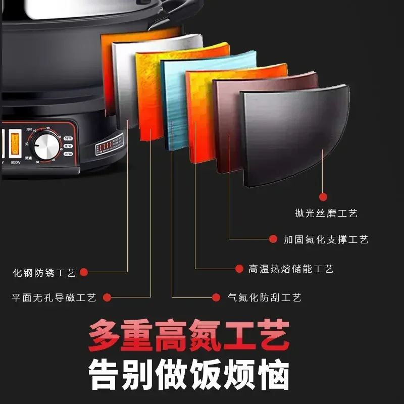 Multifunctional Household Plug - in Electric Wok: Cast Iron All - in - One for Rice Cooking, Steaming, Frying, and Stewing