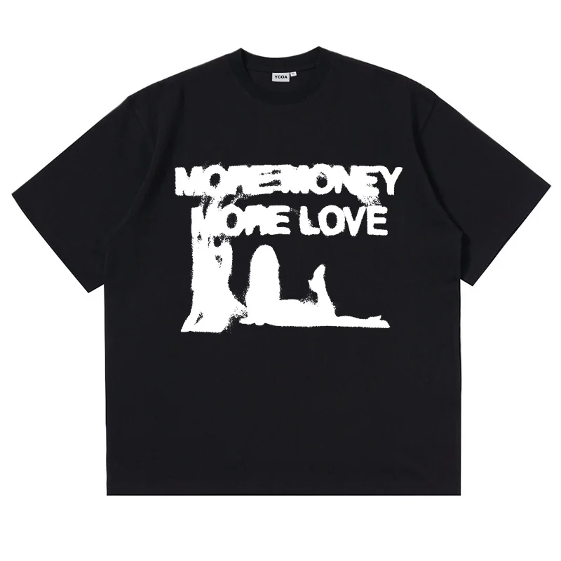 Men Tshirt Oversized Cotton Letter Y2k Streetwear Hip Hop Korean Harajuku Vintage Graphic Short Sleeve Tops Aesthetic Clothing image 2