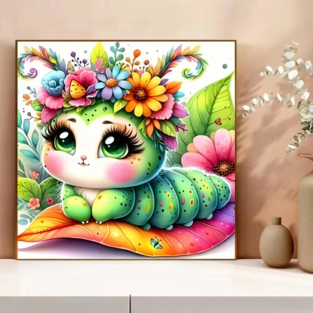 

500PCS/1024 PCS Jigsaw Puzzles Green Caterpillar with Flower Crown Family Activity Game for Living Room Home Decor Frameless