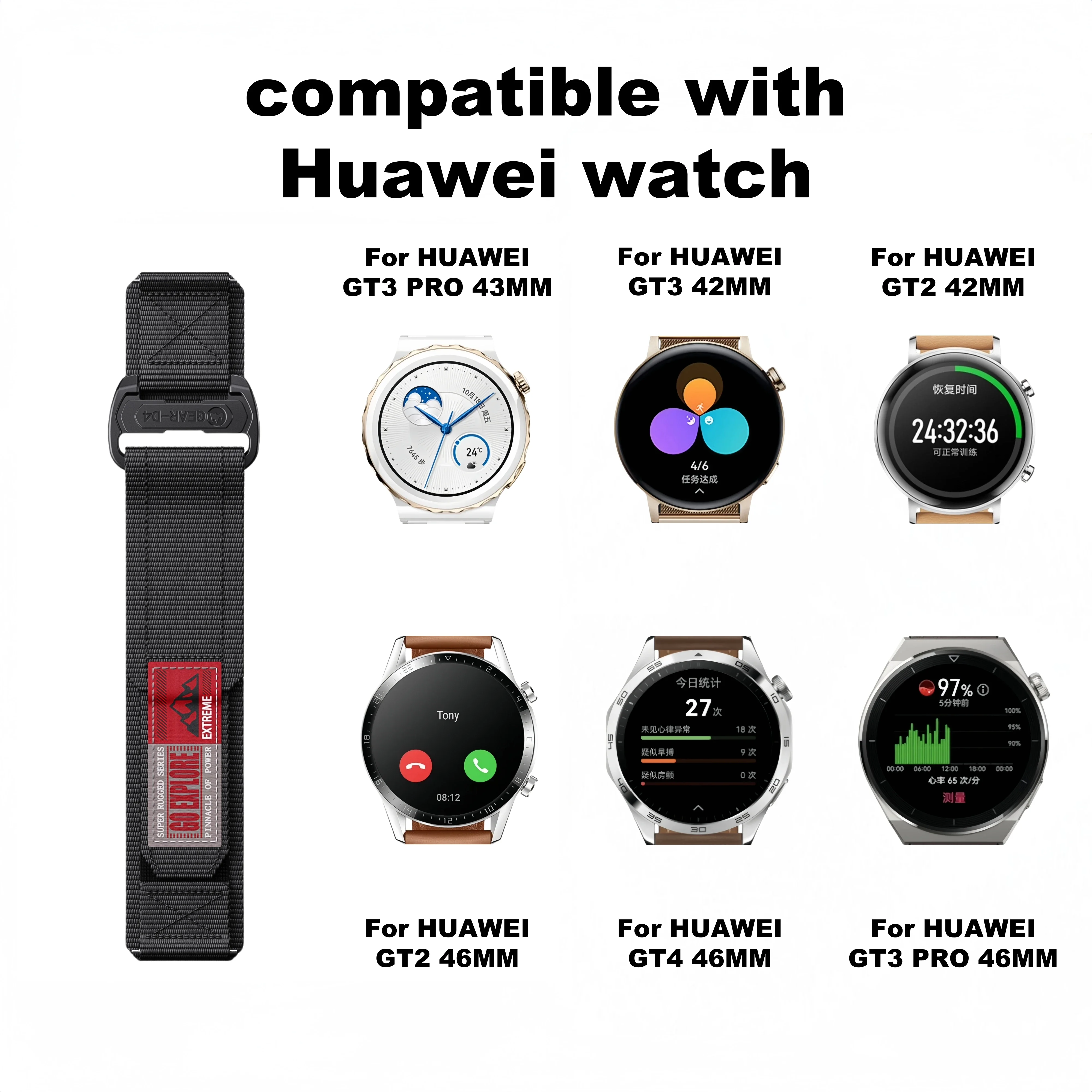 20MM 22MM Watch Straps For HUAWEI Watch GT3Pro 46MM Gt2 46MM GT4 46MM Bracelet Montre 22mm For HUAWEI Watch GT 4 Strap GT2 42MM