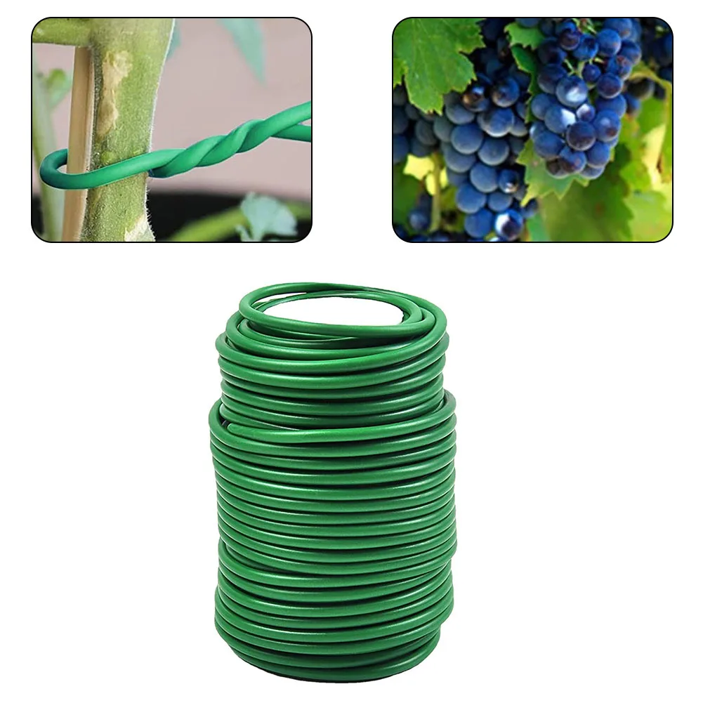 Hilo de alambre Flexible para plantas, amarre de Cable de acero recubierto de goma reutilizable, suave, verde, soporte de jardín, 8m/10m