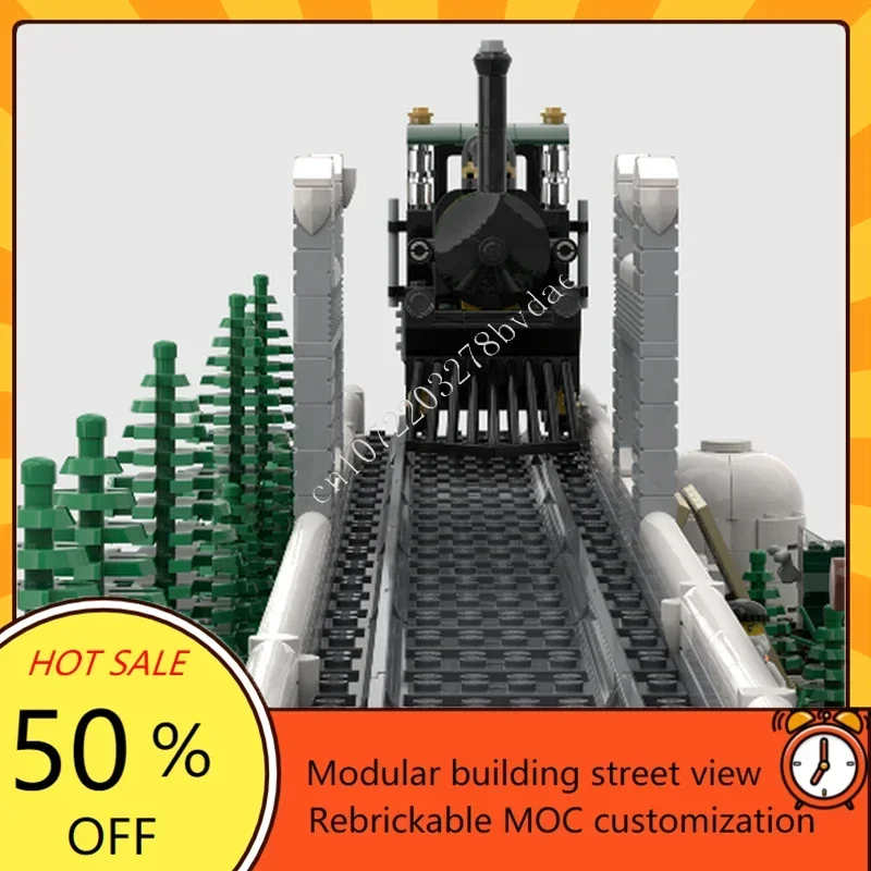 1947 шт. MOC зимний лесной поезд, экспресс-модель локомотива, строительный блок, архитектура, сделай сам, образовательные наборы для сборки, рождественские игрушки, подарки