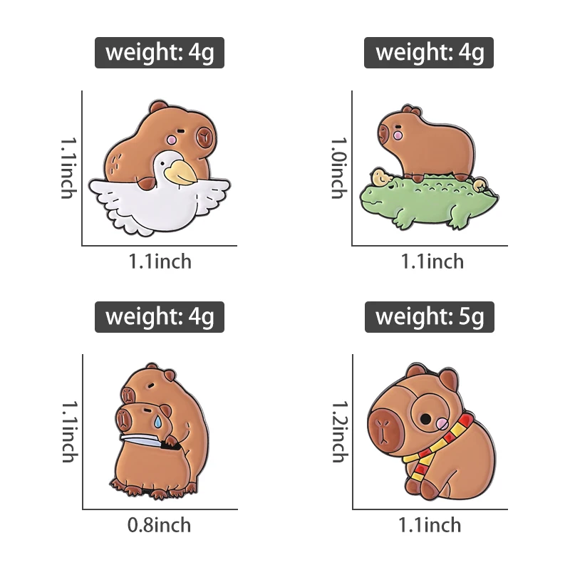 School Kawaii Capybara Set Enamel Pins Creative Cartoon Capybara Education Accessories Brooch Lapel Badge Jewelry Students Gifts
