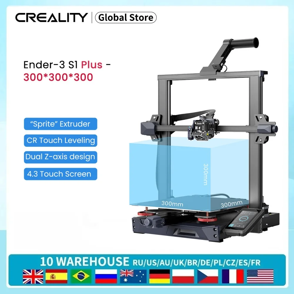 

Ender-3S1 PLUS Creality 3D Printer 300*300*300mm Build Volume Sprite Dual-Gear Direct Extruder 4.3-inch 32Bit Silent CR Touch