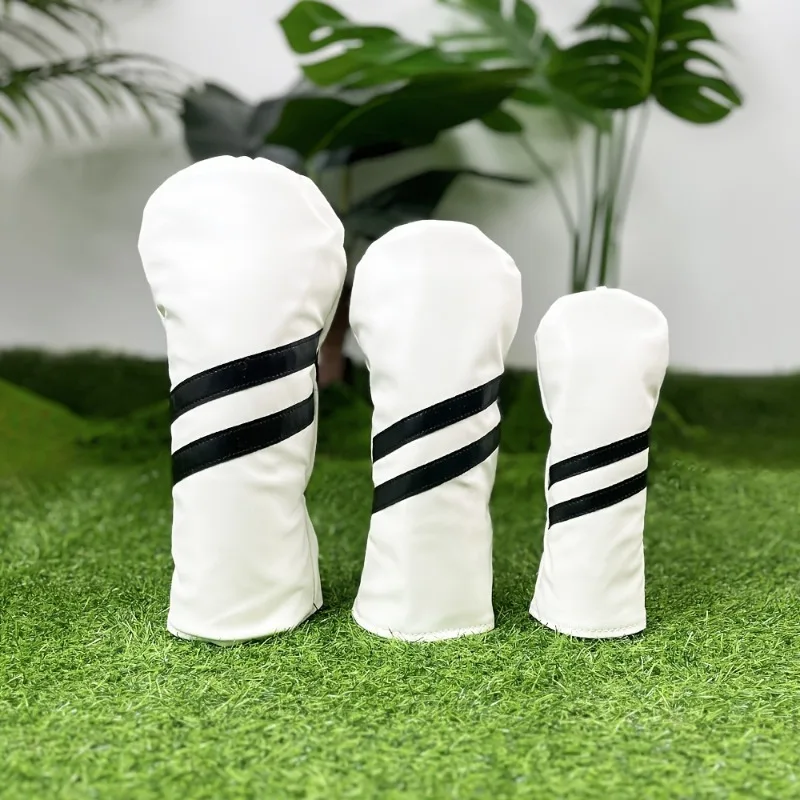 3pcs Waterproof Striped Golf Headcovers - Durable Protection For Your Clubs