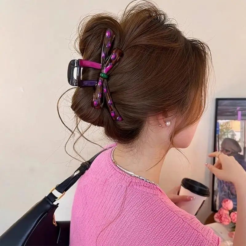 

39BD Trendy Bowknot Hair Claw Ponytail Holder For Women Work Dates and Special Event