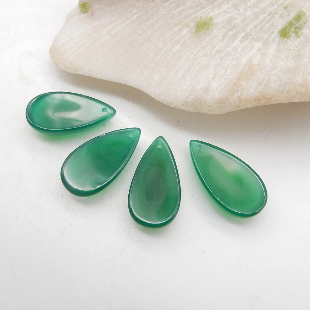 Handmade Jewelry Green Agate Water Drop Loose Beads For Jewelry Making DIY Charms Pendants Necklace Accessories