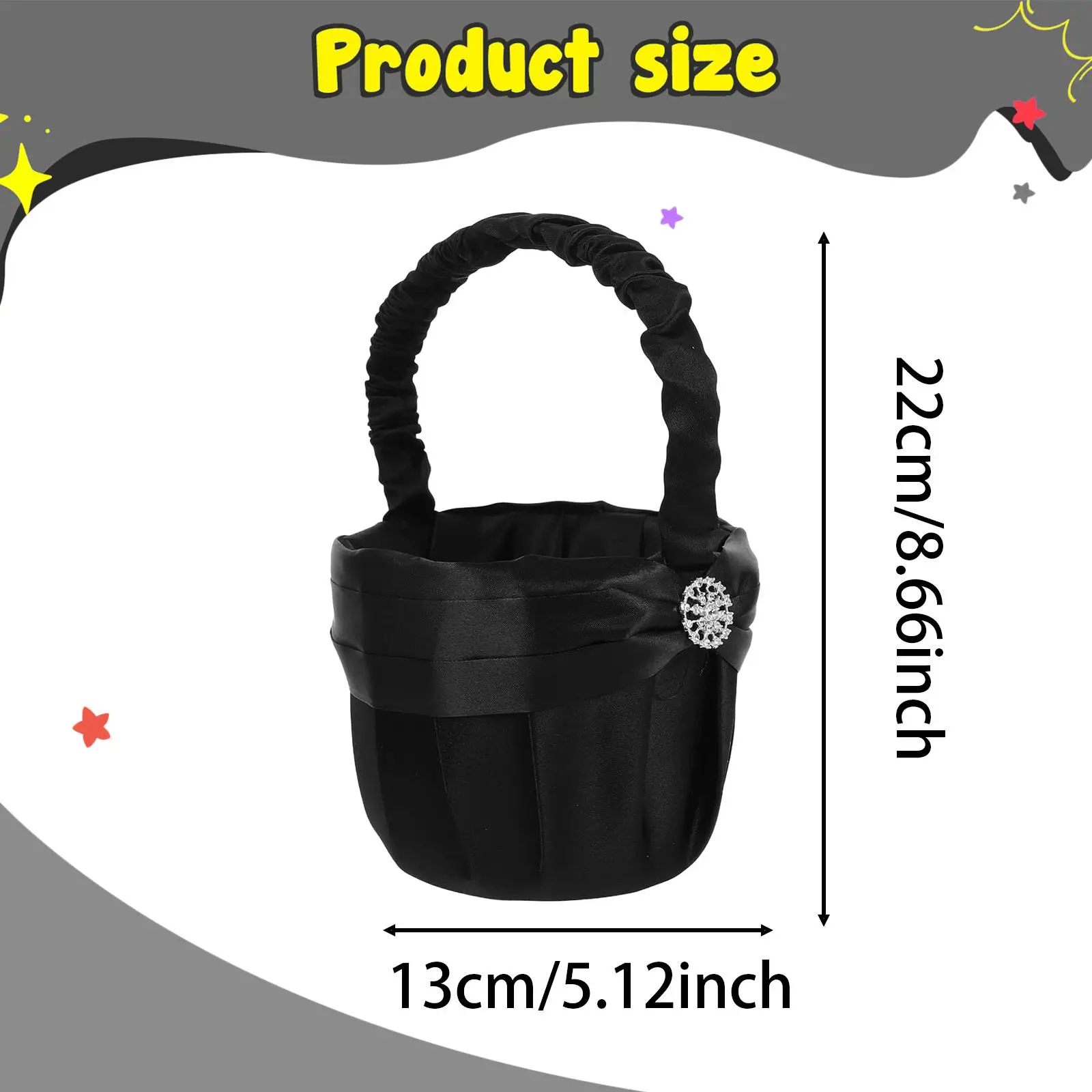 Wedding Flower Girl Basket Storage Portable Decor Elegant Bowknot Satin Western
