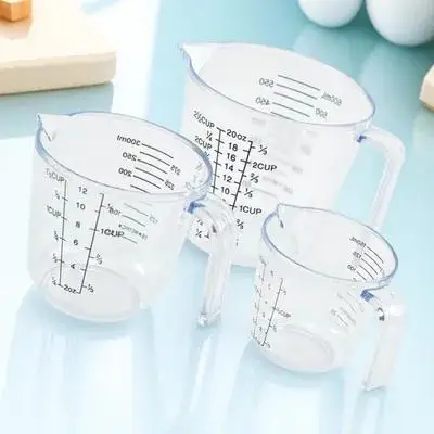 

3Pcs Transparent Graduated Plastic Measuring Cups Baking Liquid Measure Cup with Scale Kitchen Measuring Pitcher Accurate Tool