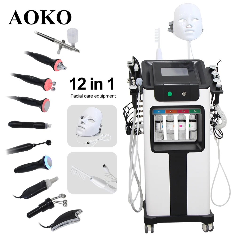 AOKO 12 in 1 Multifunctional Machine Deep Cleansing Blackhead Remove Device For Home SPA Use Face Care Water Oxygen Hydrogen Machine