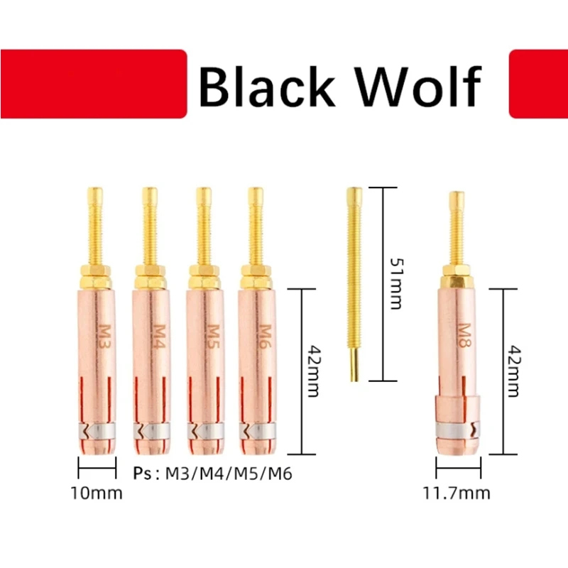 10pcs Black Wolf  Stud Welding Chuck Collet M3 M4 M5 M6 M8 M10 for CD Capacitor Discharge Stud stud welding torch collet