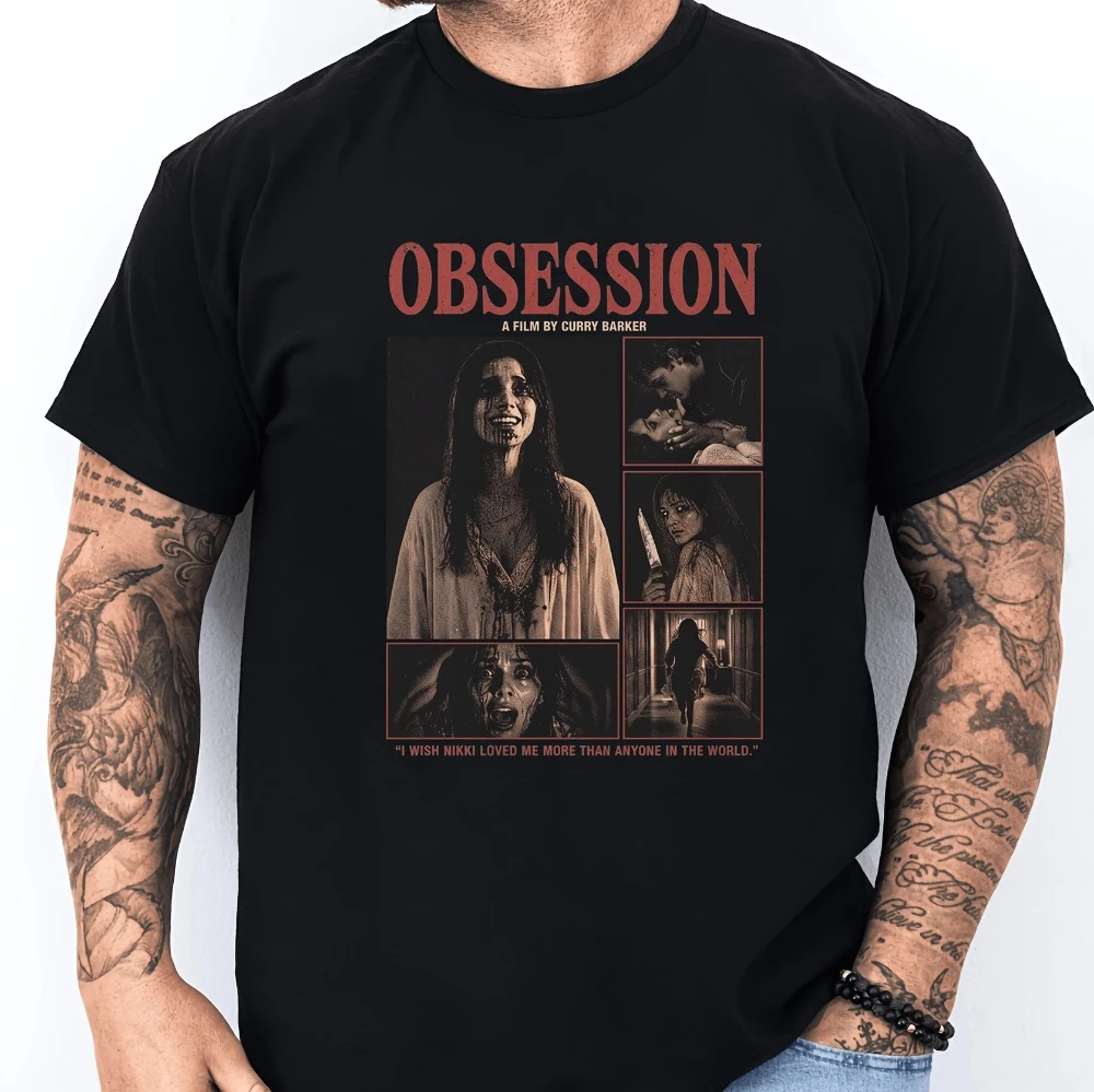 Men's Clive Barker Obsession Film T-Shirt Stretch Soft Cotton Blend Tee Suitable for Horror Fans Dark Artwork with Iconic Quotes