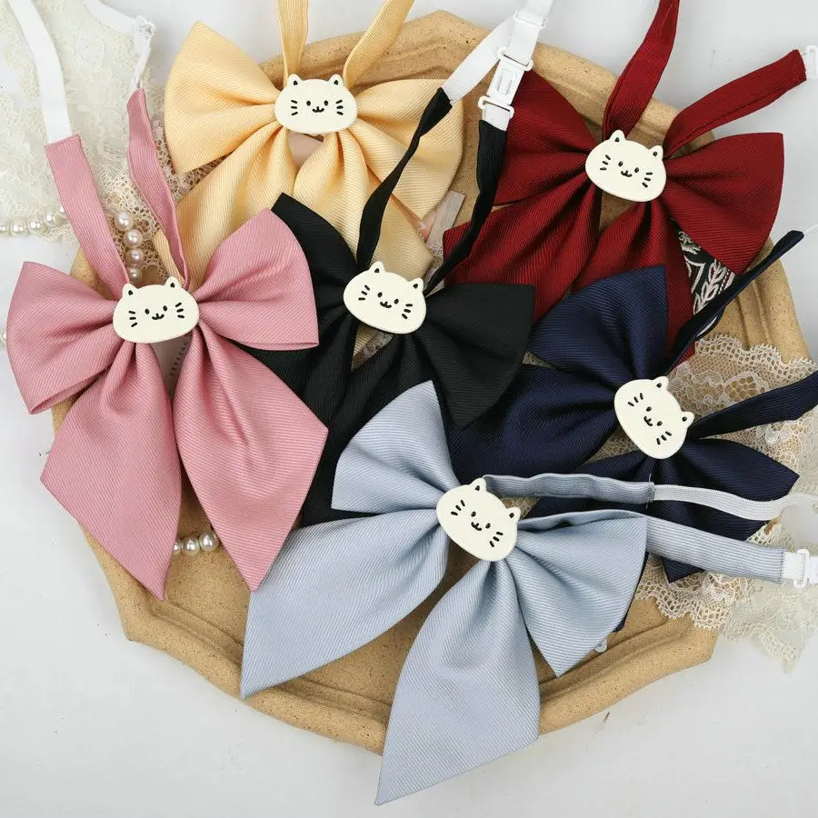 Bright Collar Flower for Girls College Style No Hand Knotting Student Uniform Bow Tie Simple Daily Shirt Accessories cat