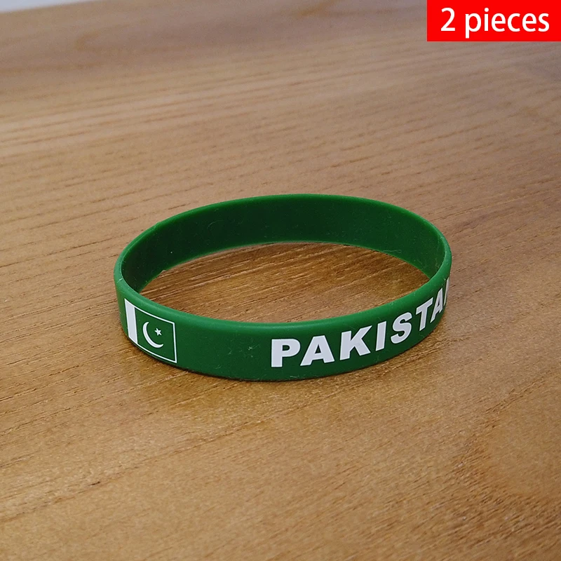 2pcs Pakistan National Flag Wristbands Sports Silicone Bracelet Men Women Rubber Band Patriotic Commemorative Fashion Accessory