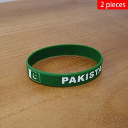 2pcs Pakistan National Flag Wristbands Sports Silicone Bracelet Men Women Rubber Band Patriotic Commemorative Fashion Accessory