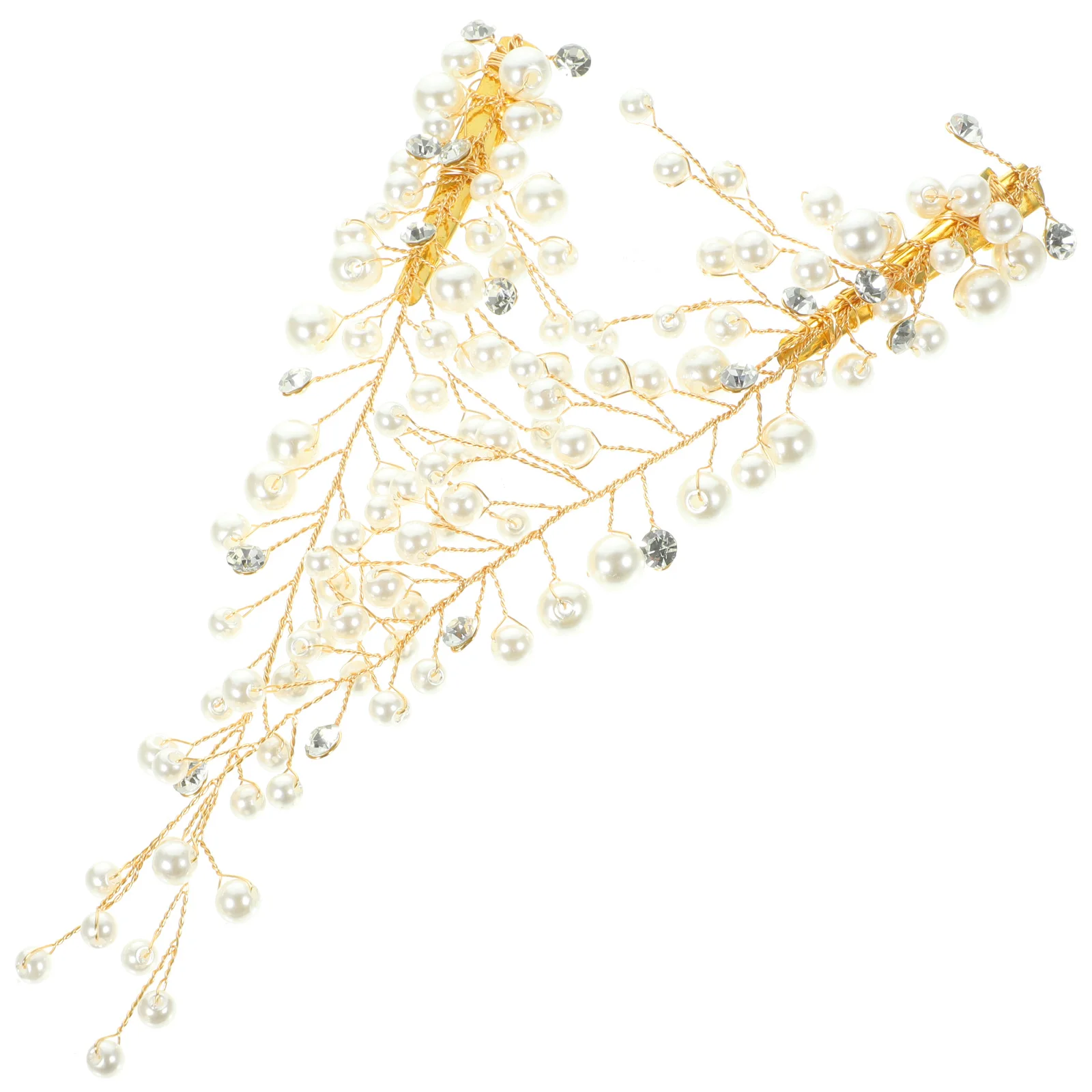 

Pearl Rhinestone Hair Clips Bridal Wedding Accessories Gold Color Pair Elegant Pearl Embellished Hairpieces For Brides